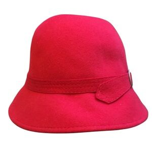 Vintage RED felt doeskin Bucket Hat Nautical